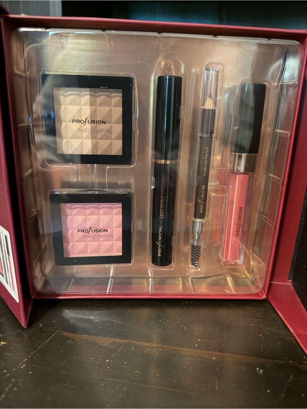 Profusion Cosmetics Pink Makeup Set with Mascara, Brow Pencil & Lip Gloss